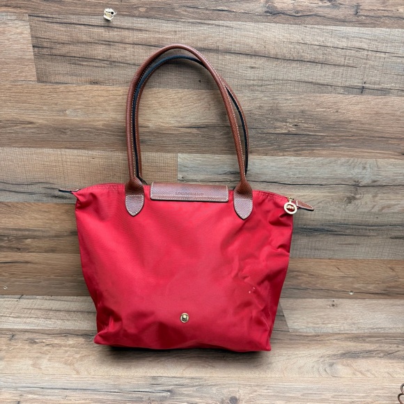 LONGCHAMP Tote Bag LE PLIAGE Nylon/Leather Foldable Red Red Tote Bag - Picture 2 of 8